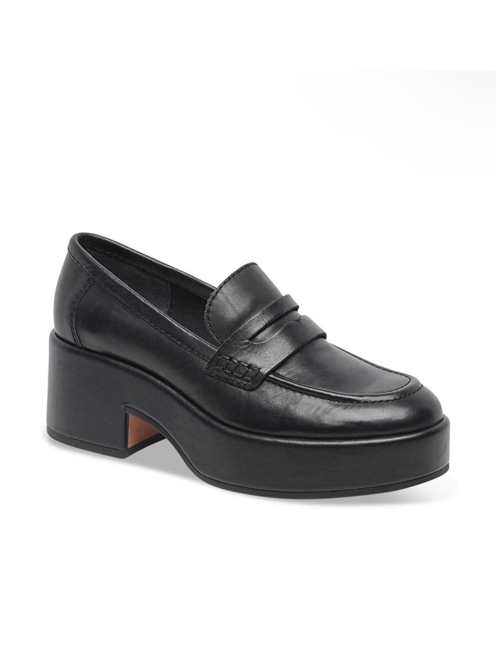 Dolce Vita Black Leather Platform Penny Loafers